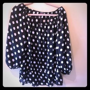 Vince Canute Black Polka Dotted Polyester ayop